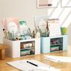 Multifunctional Desk Organizer Pen Holder Efficient Space Saving 7 Compartments Plastic Office Organizer with Drawer Table Organizer