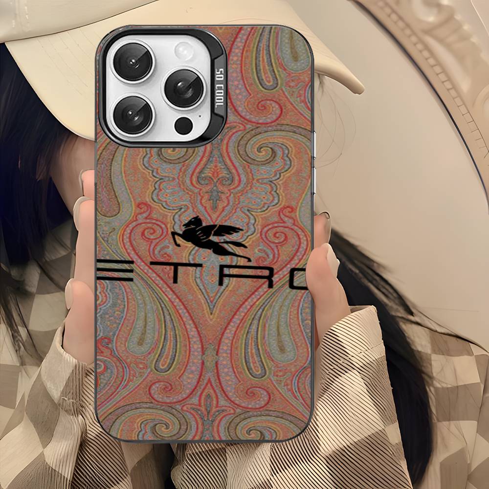 Fashion And Luxury E-Etro Phone Case For IPhone 17 16 15 14 11 12 13 Pro Max Plus Pro Colored Silver Cover