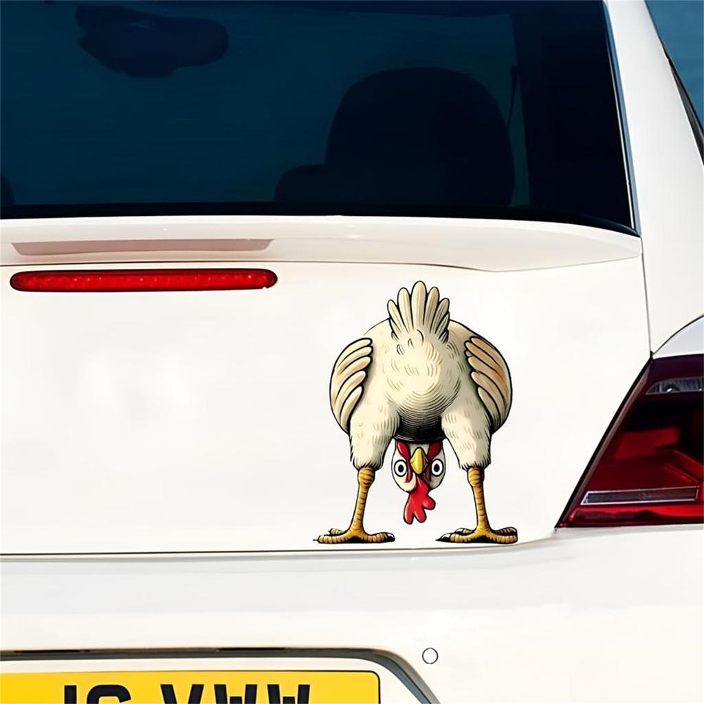 Funny Chicken Vinyl Decal - Funny Farm Animal Sticker For Car Window