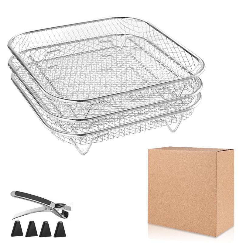 304 Stainless Steel Air Fryer Accessories Cooking Rack Grill Mesh Oil Drip Tray Baking Rack