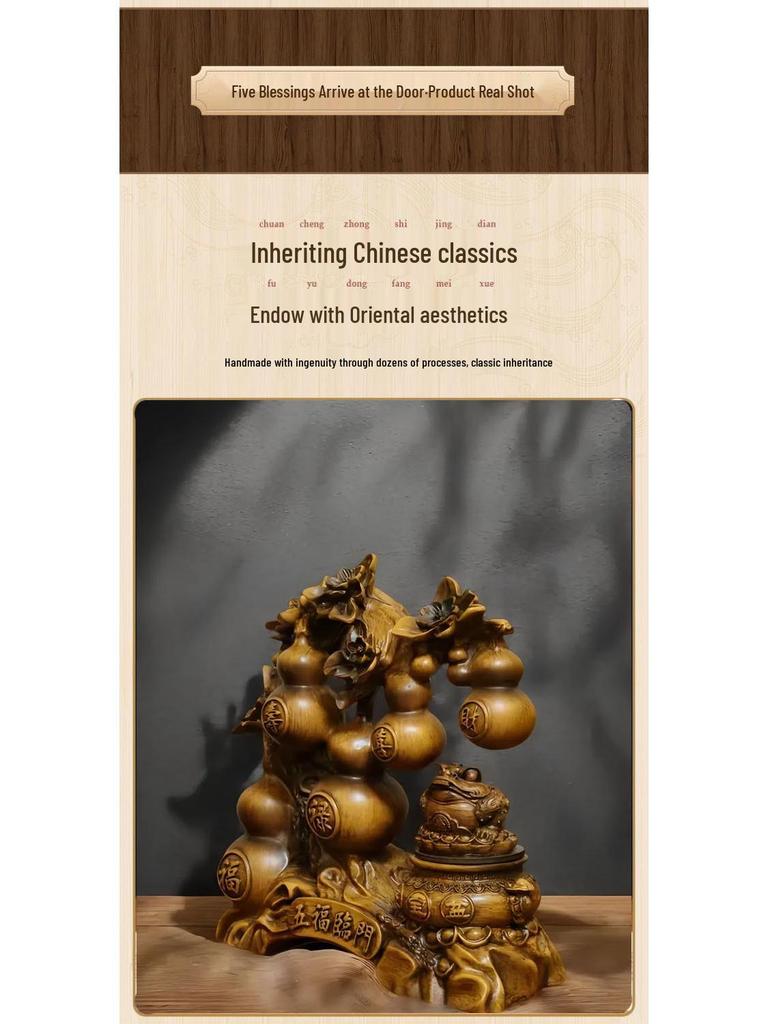 Fünf Segnungen Kürbis & Reichtum anziehende Kröte Ornament für Wohnzimmer oder Weinschrank Dekoration