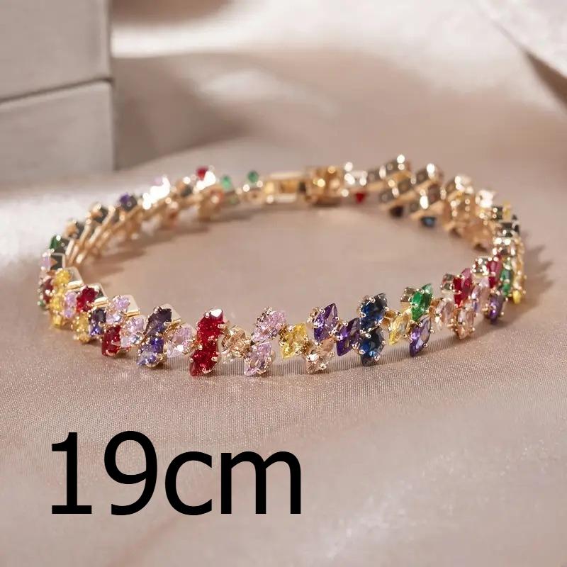 Fashionable Caibao Zircon Women's Bracelet, Buckle Bracelet, Colorful Diamond Shaped, Geometric Full Diamond, Designed Handpiece, High End Style