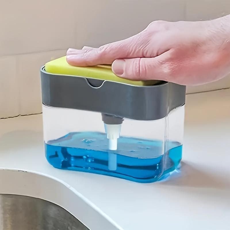 Manual Hand Sanitizer Dispenser with Sponge Rack for Space Saving, Manual Pressing, Easy Maintenance, Suitable for Kitchen Sink-Excluding Sponge
