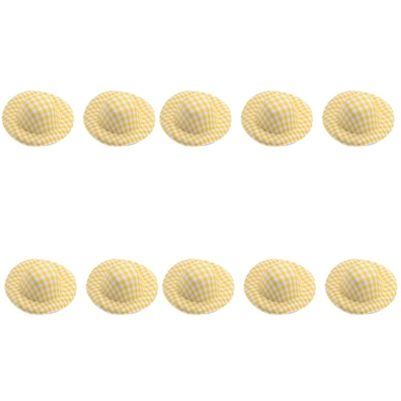 10 шт. Неокрашенная Миниатюрная Шляпка Легкая Маленькая Тканевая Шляпка для Рукоделия Арт-Craft Свадьба Рождественская Вечеринка Декор жёлтый