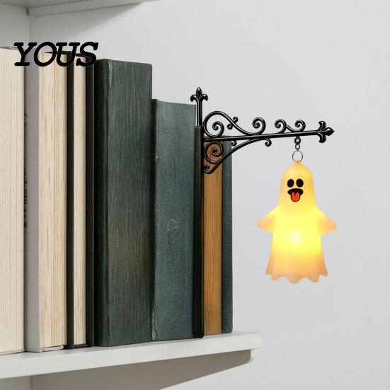 Decorative Book Nook Light Halloween Bookshelf Light, Vintage Metal Shelf Lamp, Battery Powered Dark Academic Room Accessories Warm LED Nightlight for