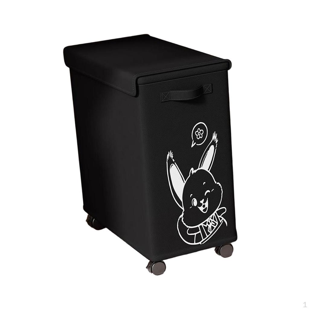 Laundry Basket with Wheels And Lid for Under The Desk, Storage Cafe,