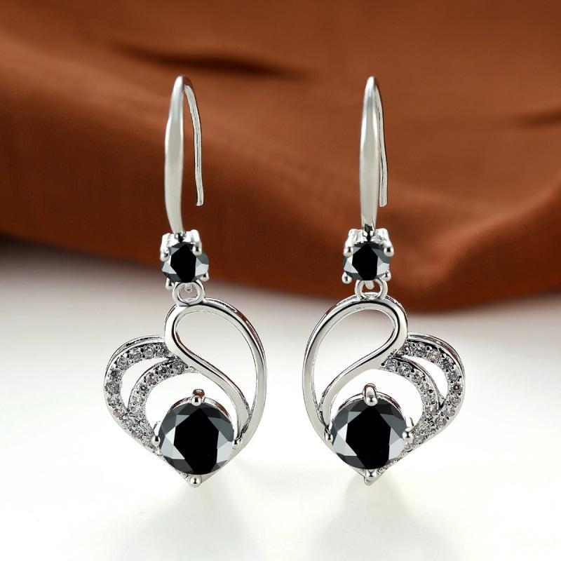 Popular red diamond love medium and long earrings pendant heart-shaped earrings women's Korean version of exquisite jewelry