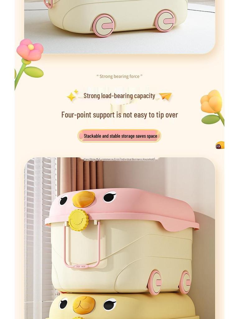 Kids' Large Capacity Plastic Storage Box for Toys, Snacks & Clothes