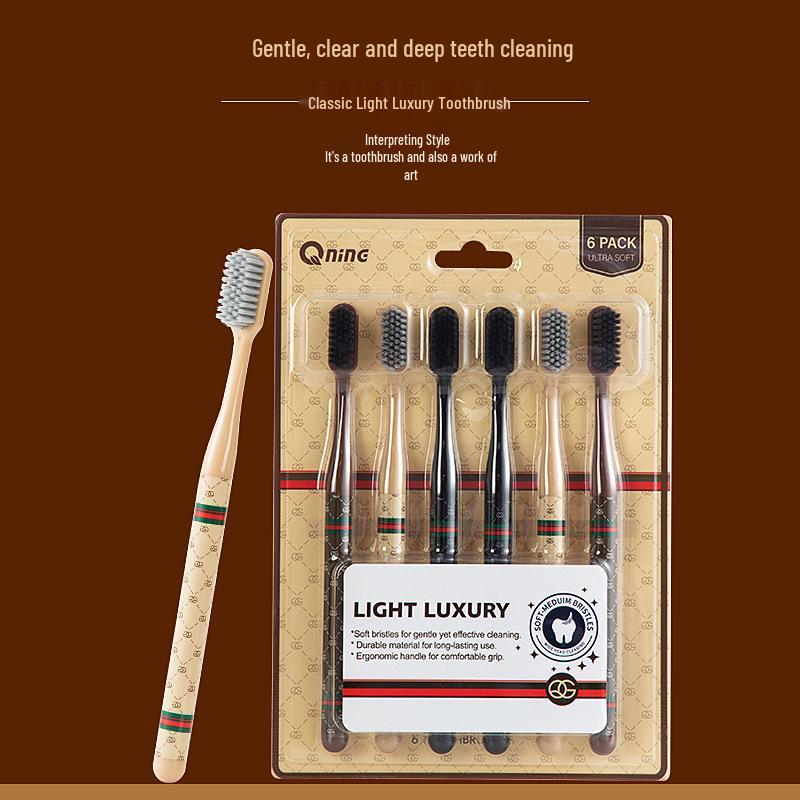 Bestselling Luxurious Adult Toothbrush Set - Soft, Medium Bristles, Wide Head, 6 Pieces.