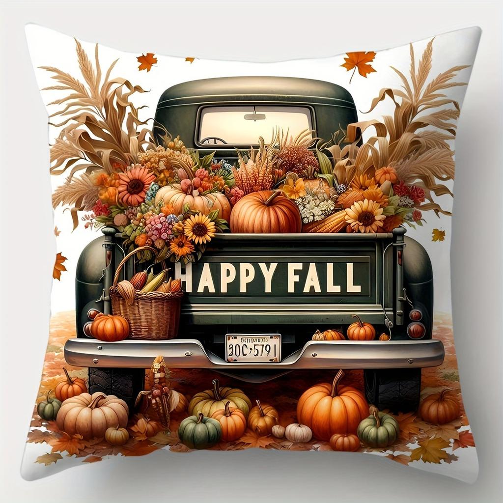 Home Decor Fall-Themed Pumpkins And Harvest Decor Pillowcases Pattern Cushion Cover Suitable For Sofa Bedroom Car Pillow Cover