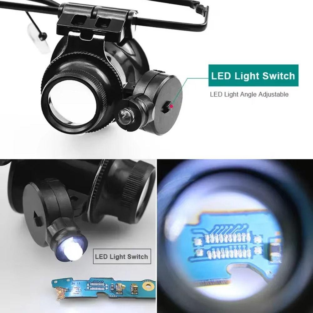 Hands-free 20X Magnifier Double Eye Glasses Jewelers Repair Wearing Magnifier  Clocks Repair
