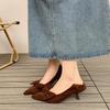 Suede Vintage Bow Pointed Toe High Heels New Shallow Mouth Temperament Non-Slip Sneakers