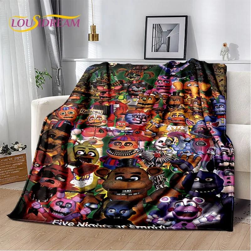 3D Horror Game F-FNAF Freddy Cartoon Soft Flannel Blanket for Bed Bedroom Sofa Picnic,Throw Blanket for Outdoor Leisure Nap Gift