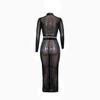 Women Fashion Sets Evening Dress Sexy Clubwear Black Long Sleeve Rhinestone T-Shirt and Skirt 2 Pcs Sets S-2XL