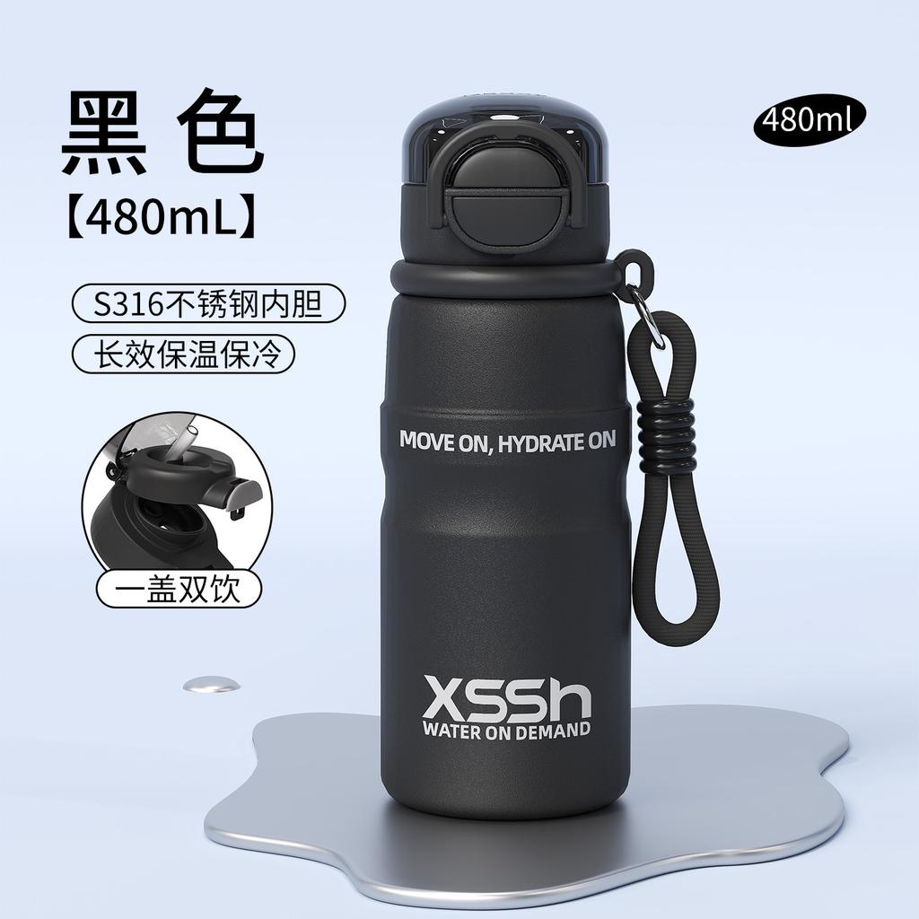 Water bottle Stainless steel double drink thermos cup Outdoor large-capacity sports water cup with lock and leak-proof