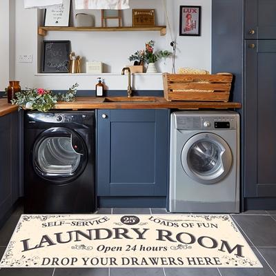 1pc Non-Slip, Waterproof, Oil-Proof, & Dirt-Resistant Laundry Floor Mat - Machine Washable & Water-Absorbing