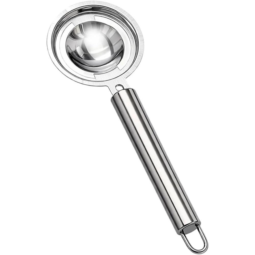 Stainless Steel Egg Yolk Separator, Egg Yolk and Egg White Separator with Long Handle - Suitable for Kitchen Cooking and Baking.