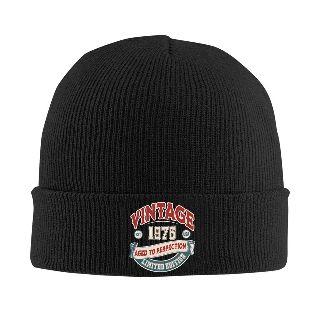 Herren Damen Strickbündel Mütze Geboren 1976 vintage Alter 50 Jahre alt 50. Geburtstag Merch Warm Gestrickt Beanie Mützen Skullies