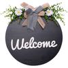 Lighted Welcome Wreath Sign Front Door Porch Decor Rustic Round Wooden Hanging Hello Sign Outdoor Spring Summer Decor