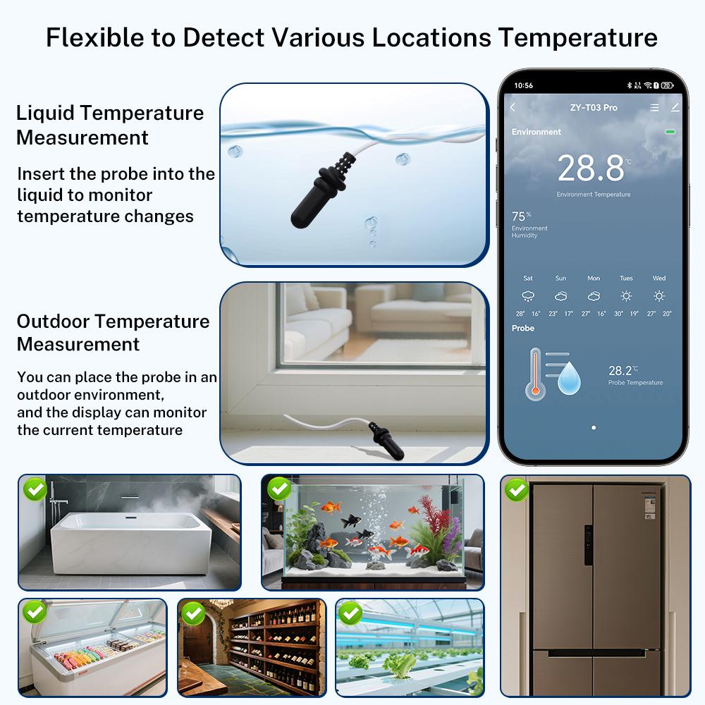 Tuya Zigbee WiFi Temperature Humidity Sensor Digital LCD Meter Hogar Inteligente Work with Smart Life Alexa with External Probe