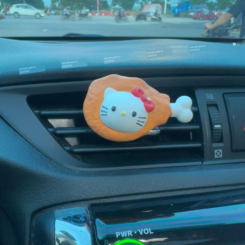 New Car Air Freshener Cute Kt Cat Car Vent Diffuser Stone Decoration Car Interior Ornament Gift for Girls Kt Big Chicken Legs