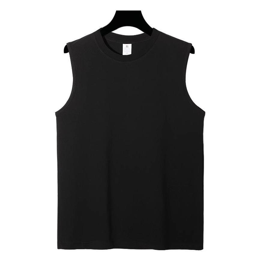 230g Pure Cotton Sleeveless Round Neck Sports Vest - Fitness & Basketball Training Top with Printed Logo.
