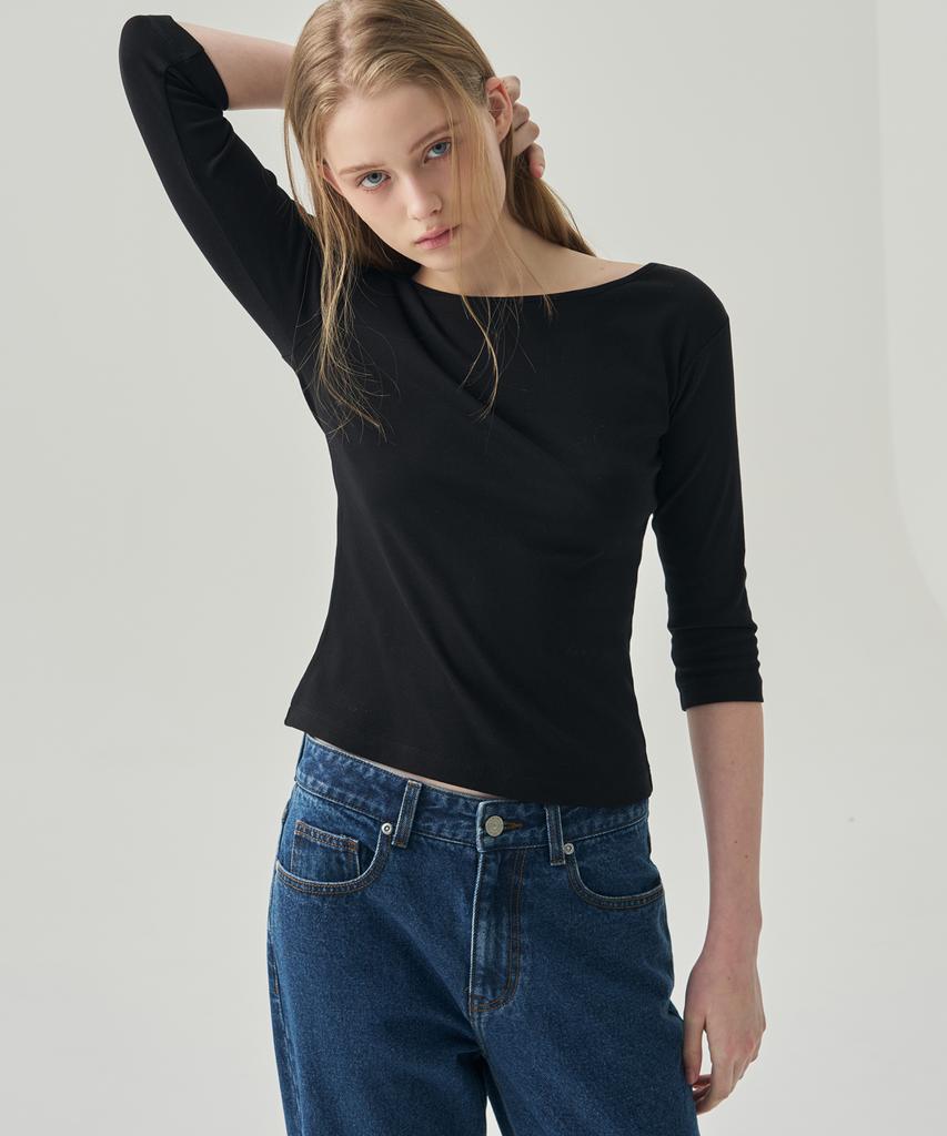 Deuloupisumeon Soft Basic Boat Neck T-Shirt [Lilac]