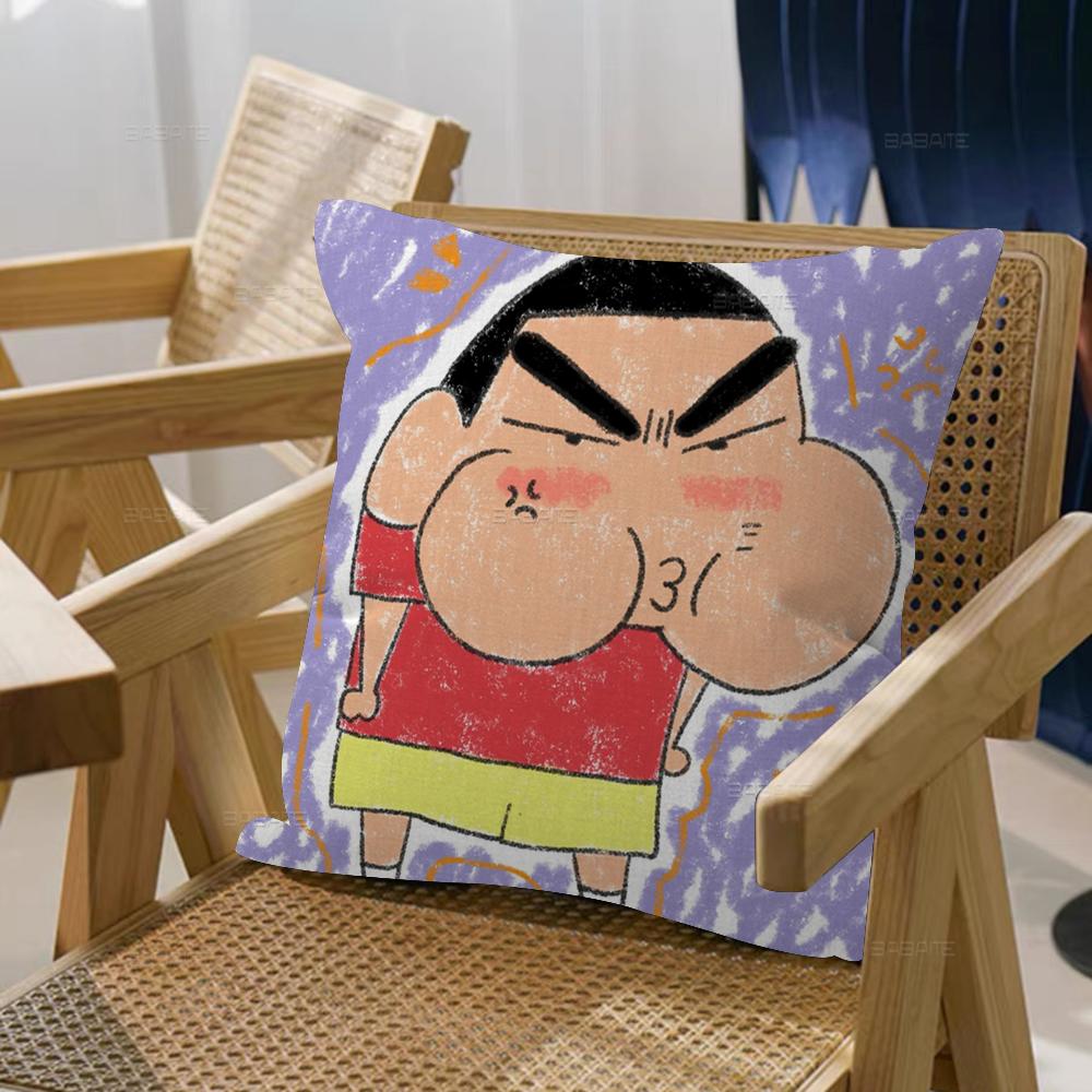 Watercolor Crayon Shin-chan Cushion Cover Car Throw Pillow Case For Sofa Car Christmas Gift 40x40cm 45x45cm