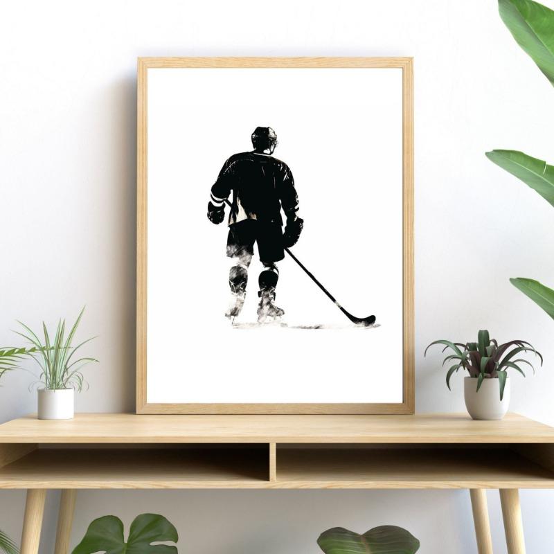 Black White Ice Hockey Helmet Minimalism Sports Quote Posters and Prints Canvas Printing Wall Art Picture for Living Room Decor