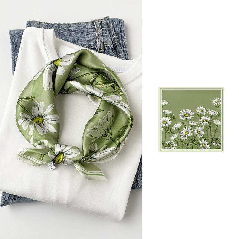 53 Einfacher Crêpe Satin Seidenschal Seide High-End Nationaler Stil Druck 100% Maulbeerseide Seide Luxus Seiden-Quadrat-Schal Damen-Schal