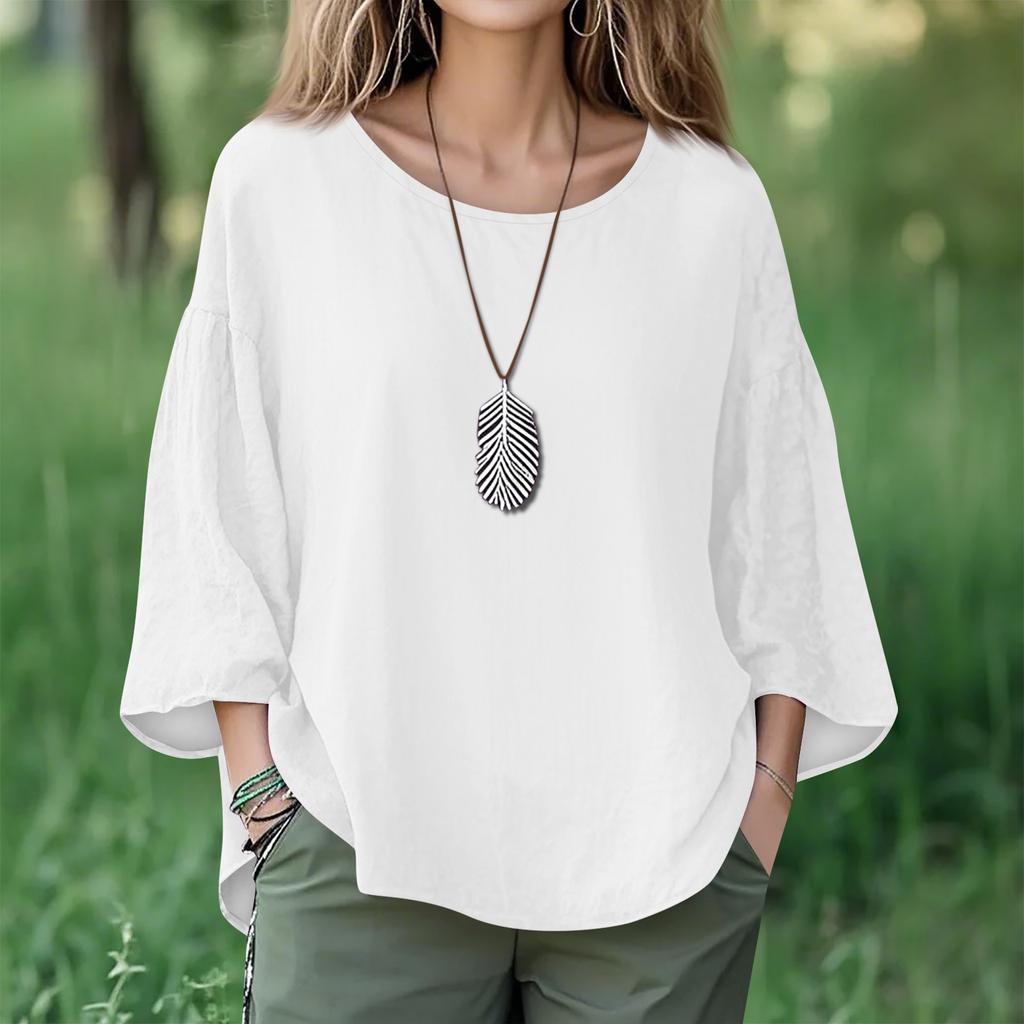 Summer Tops For Women Cute V Neck 3/4 Sleeve Blouses Floral Print Top Casual Shirts