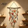 Floral Nursery Wall Art Crochet Flower Garden Hanging, Colorful Knitted Tapestry, Handmade Boho Bohemian Living Room Decor Farmhouse for Bedroom