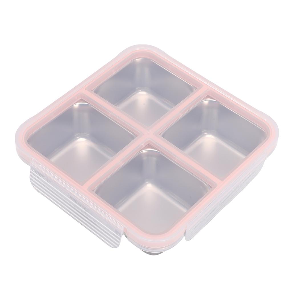 304 Stainless Steel Lunch Box 4 Compartment Divided Food Storage Container Leakproof Reusable Snack Container Portion