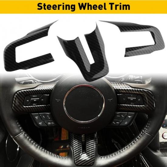 Steering Wheel Switch Button Cover Trim Carbon Fiber For Ford Mustang 15-22 EOA