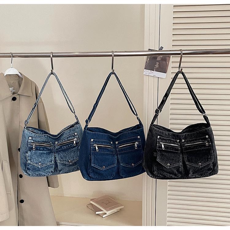 2026 Versatile Large-Capacity Personalized Denim Tote & Crossbody Bag