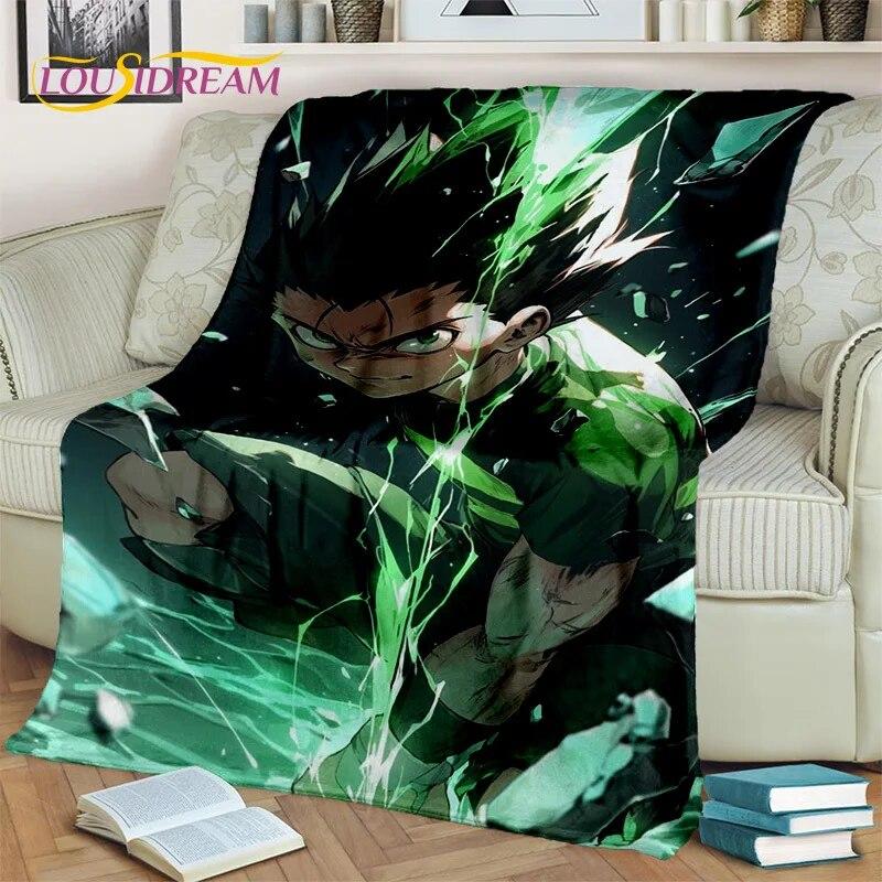 Cartoon HD HxH Anime Hunter×Hunter Blanket,Soft Throw Blanket for Home Bedroom Bed Sofa Picnic Travel Office Cover Blanket Kids