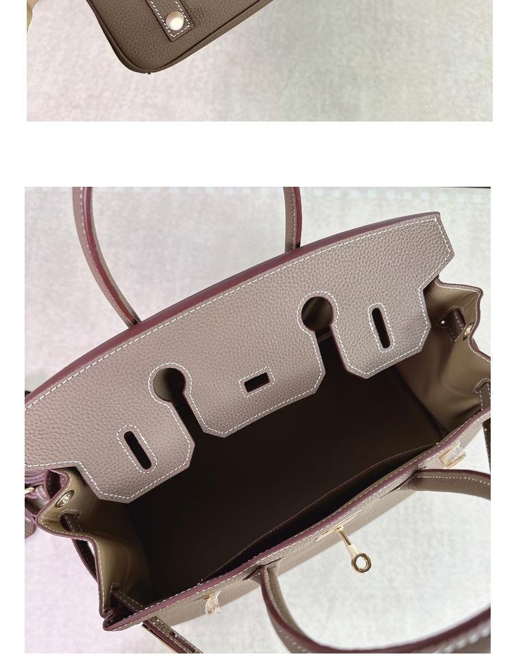 New French Stick Bag Lychee Pattern Horizontal Platinum Baotou Layer Leather Handheld Underarm Bag Genuine Leather Women's Bag