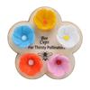 5PCS Bees Drinking Cup for Garden Resin Colorful Pollinator Bee Watering Station with Wooden Stand