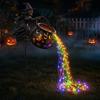 Osvětlená venkovní sezónní dekorace Halloweenský kotel čarodějnice Zahradní světlo, Kovový kůl na zahradu s LED řetězem Ozdoba na květináč Světla, Vodotěsná socha pro