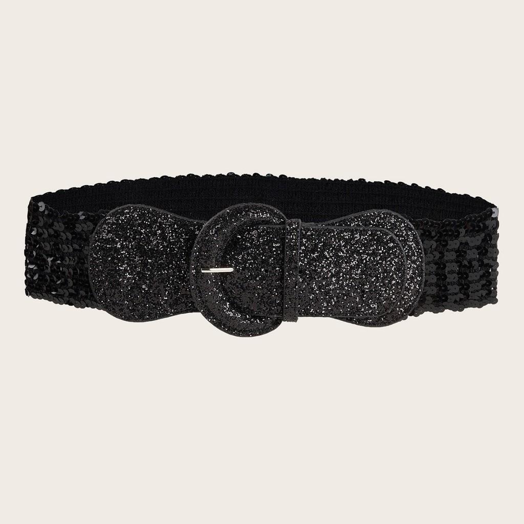 Fashionable Metal Waist Belt With Alloy Buckle For Women's Suit Wide Elastic Belt