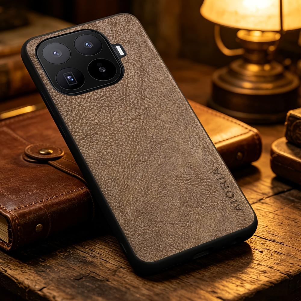 Phone Case - Solid Color Faux Leather Phone Case for Xiaomi 17T Pro Smart Precise Camera Hole Positions And Business Faux