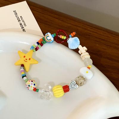 Dopamin Farbe Stern Perlenarmband Damen Süß Cool Spice Girl Gleiches Armband Schüler Hand Schmuck