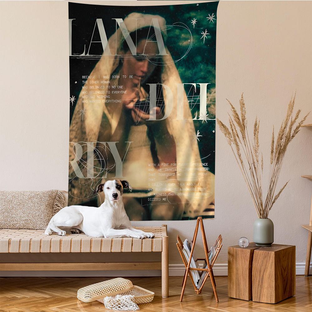 Arazzo da Parete Album 2023 Lana Del Rey Ritratto Monocromatico con Testo Tracklist Appeso a Parete per Appassionati di Musica Indie Decorazione Camera da Letto