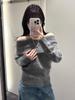 Women's One-Shoulder Knit Pullover Sweater: Off-Shoulder, Long Sleeve, Soft & Brushed - Autumn/Winter Collection