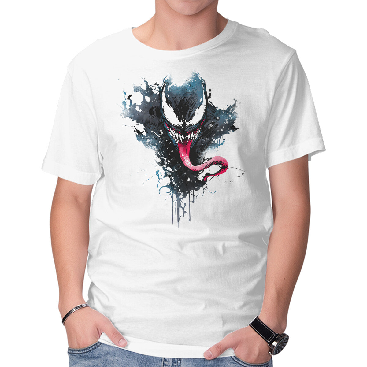 Unisex Crew Neck T-Shirt Symbiote Ink Graphic Short Sleeve Casual Tee S