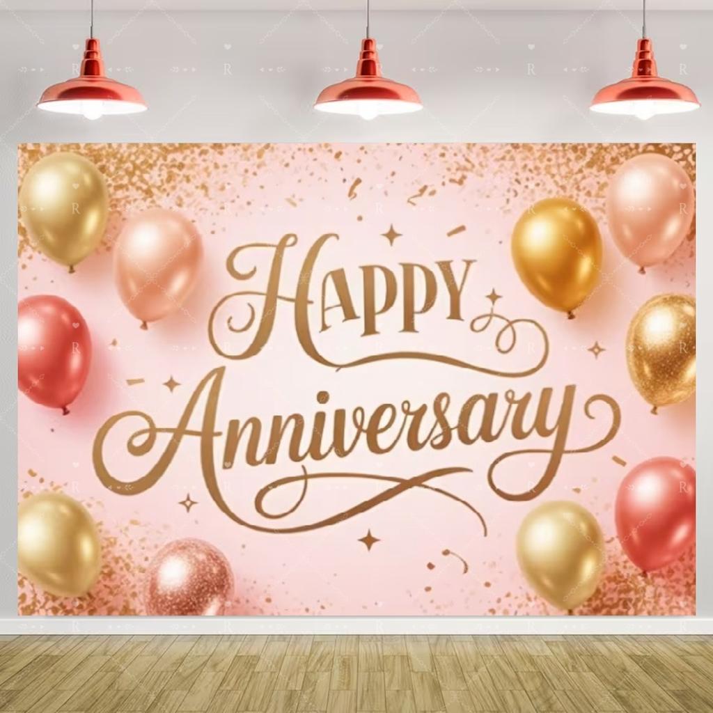Sfondo a Tema Anniversario Coppia Matrimonio Amicizia Festa di Anniversario Articoli Decorativi Palloncino Banner Rosa Oro