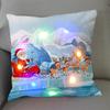 1Pc Christmas Led Pillow Case Size 45X45Cm40X40Cm Santa Claus Printed Christmas Pillow Covers For Christmas Decorations