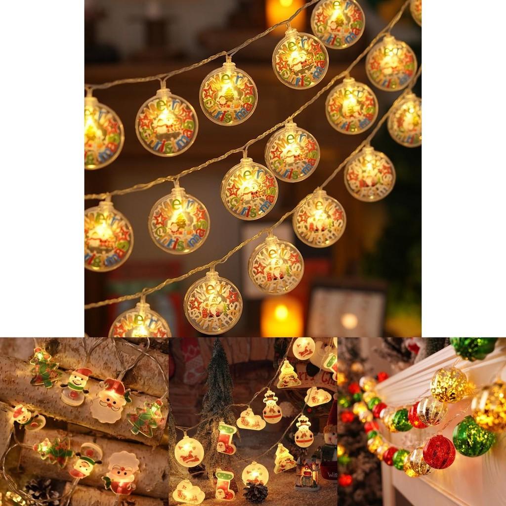 Colorful Led String Lights For Christmas Featuring Santa Snowman And Reindeer Designs