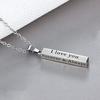 I Love You Letter Print Chain Couple Necklace Stainless Steel Square Bar Pendant Party Necklace Jewelry Accessories