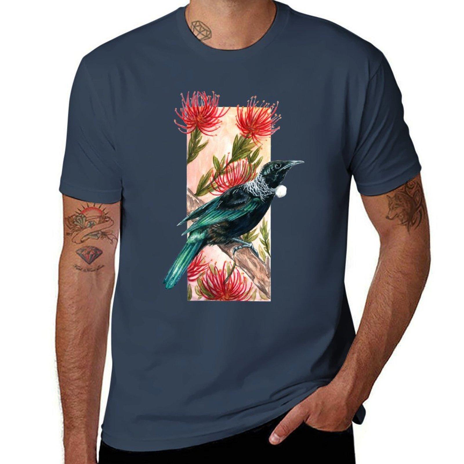 New Zealand Tui In Pohutukawa Tshirt Plus Size Loose Fit Tshirt S